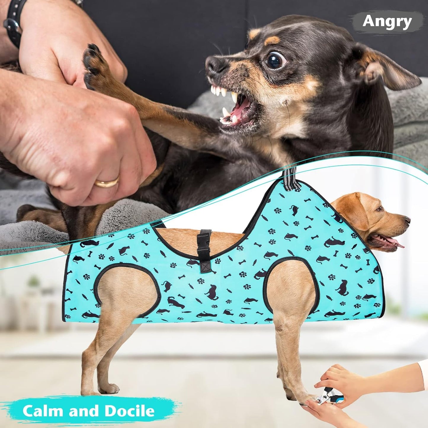 ATESON Pet Grooming Hammock with Nail Clippers/Nail Trimmers/Grooming Scissors, Dog Grooming Harness for Nail Trimming, Pet Grooming Sling Helper