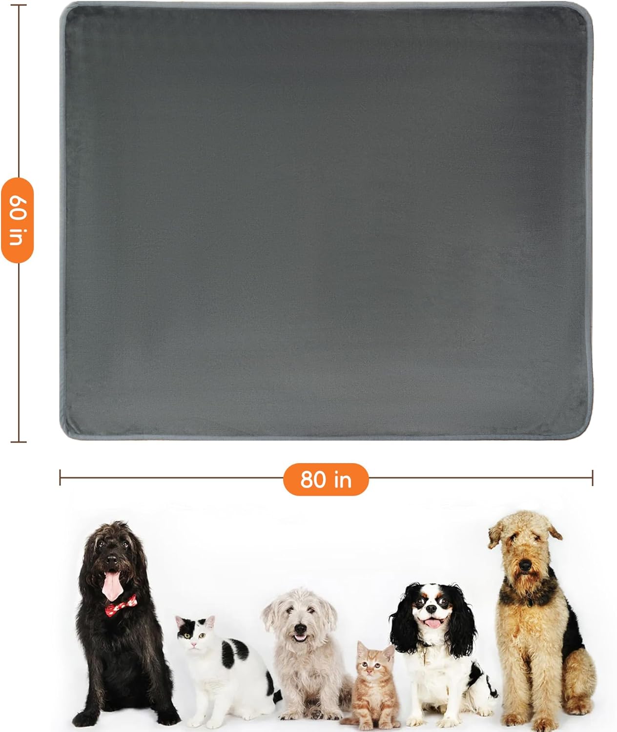 Waterproof Dog Blankets Pet Blanket 50"x60", Soft Fluffy Sofa Car Bed Protector, Reversible Sherpa Fleece Dog Blanket for Large Dogs (Dark Grey-Paws)