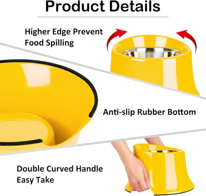 Tilted Elevated Dog Bowls Non-Slip & Non-Spill Pet Feeder with Elevated Detachable Melamine Stand, High Capacity Tilted Dog Bowl for Medium Small Size Dogs M/2 Cup Black