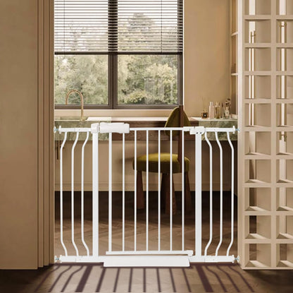 Extra Wide Baby Gate with Door Pressure Mounted 57.48-62.20 Inch,Child Baby Gates for Doorways No Drilling,Walk Through Dog Gate Indoor for The House Kitchen Stairs,White