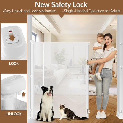 Reinforced 60 Inch Extra Tall Cat Gate Retractable Dog Gate - No Jumping Over/Crawling Under, 55" Wide Retractable Baby Gates for Cats with Reinforced Rods, 5ft Tall Dog Gate Indoor Cat Barrier/Black