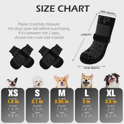 EXPAWLORER Anti Slip Dog Socks to Prevent Licking Paws, Dog Shoes for Hot Pavement, Booties for Hardwood Floors, Dog Boots & Paw Protectors with Grippers for Small Medium Large Senior Dogs Black