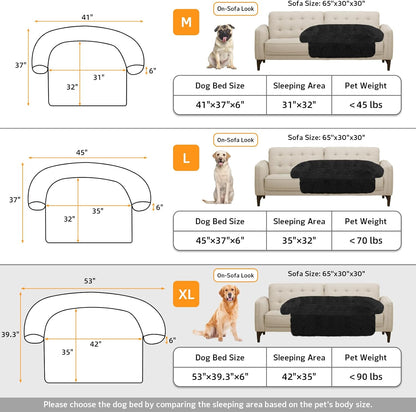 Calming Dog Bed Fluffy Plush Dog Mat for Furniture Protector with Removable Washable Cover for Large Medium Small Dogs and Cats (Large, Light Grey)