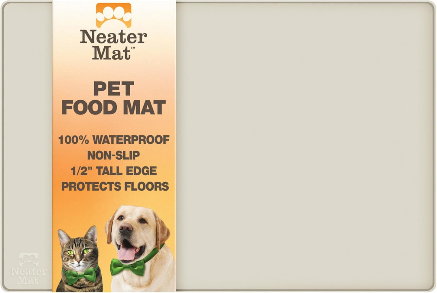 Neater Pet Brands Neater Mat Cat & Dog Food Mat, Waterproof & BPA-Free Silicone Placemat with Raised Edge for Under Food and Water Bowls, 19" x 12", Gunmetal Grey