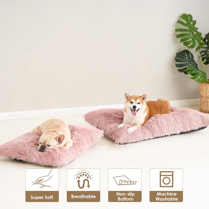 EHEYCIGA Fluffy Dog Crate Bed for Medium Dogs, Plush Faux Fur Crate Pad, Calming Anti Anxiety Medium Dog Bed, Washable Soft Warm Crate Mat with Non-Slip Bottom