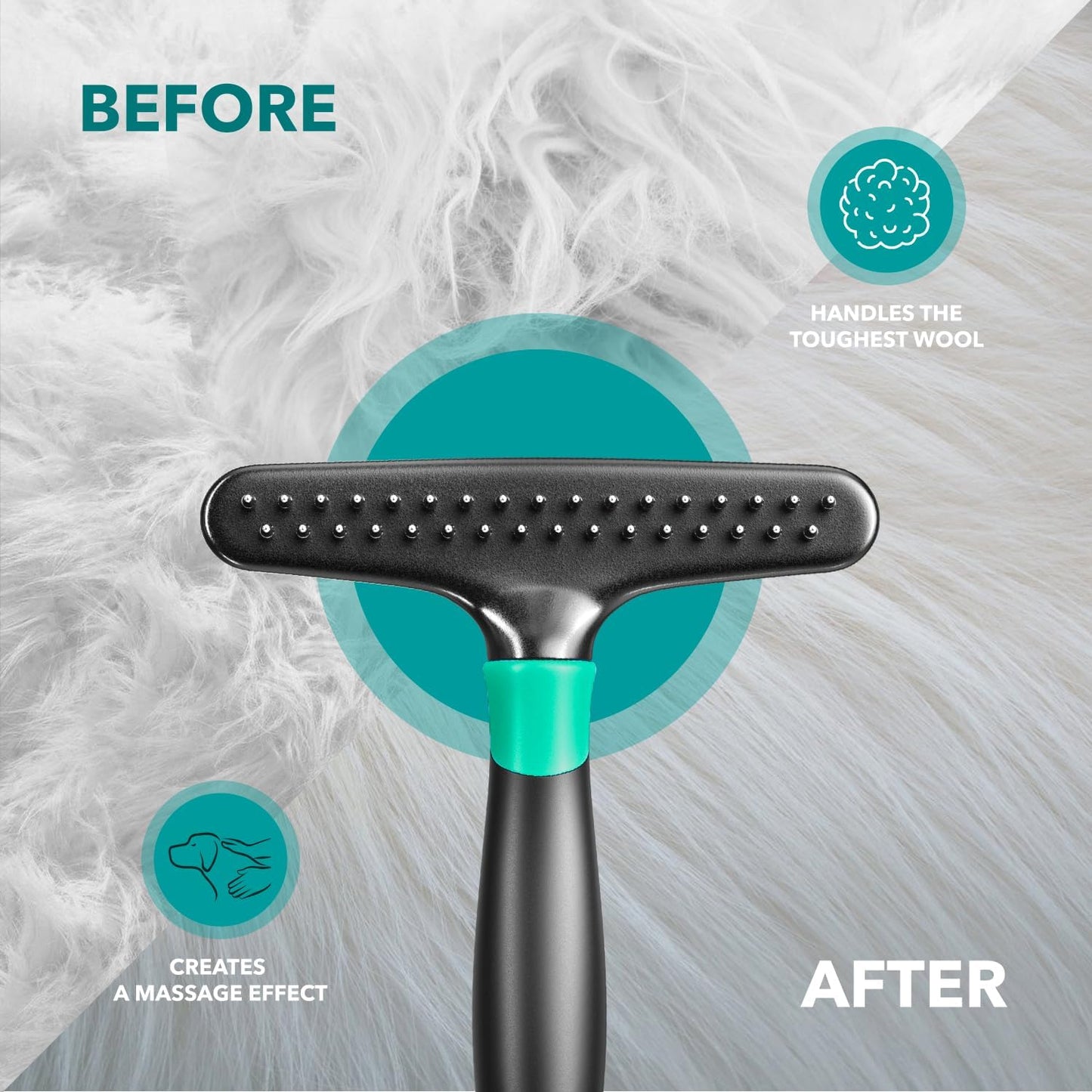 DOGI Deshedding Brush Comb - Undercoat Rake for Dogs, Cats, Short, Long Hair Coats - Double Row Stainless Steel Pins - Reduce Shedding by 90% (Green)