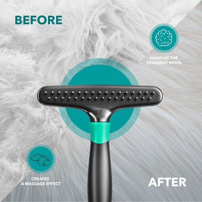DOGI Deshedding Brush Comb - Undercoat Rake for Dogs, Cats, Short, Long Hair Coats - Double Row Stainless Steel Pins - Reduce Shedding by 90% (Green)