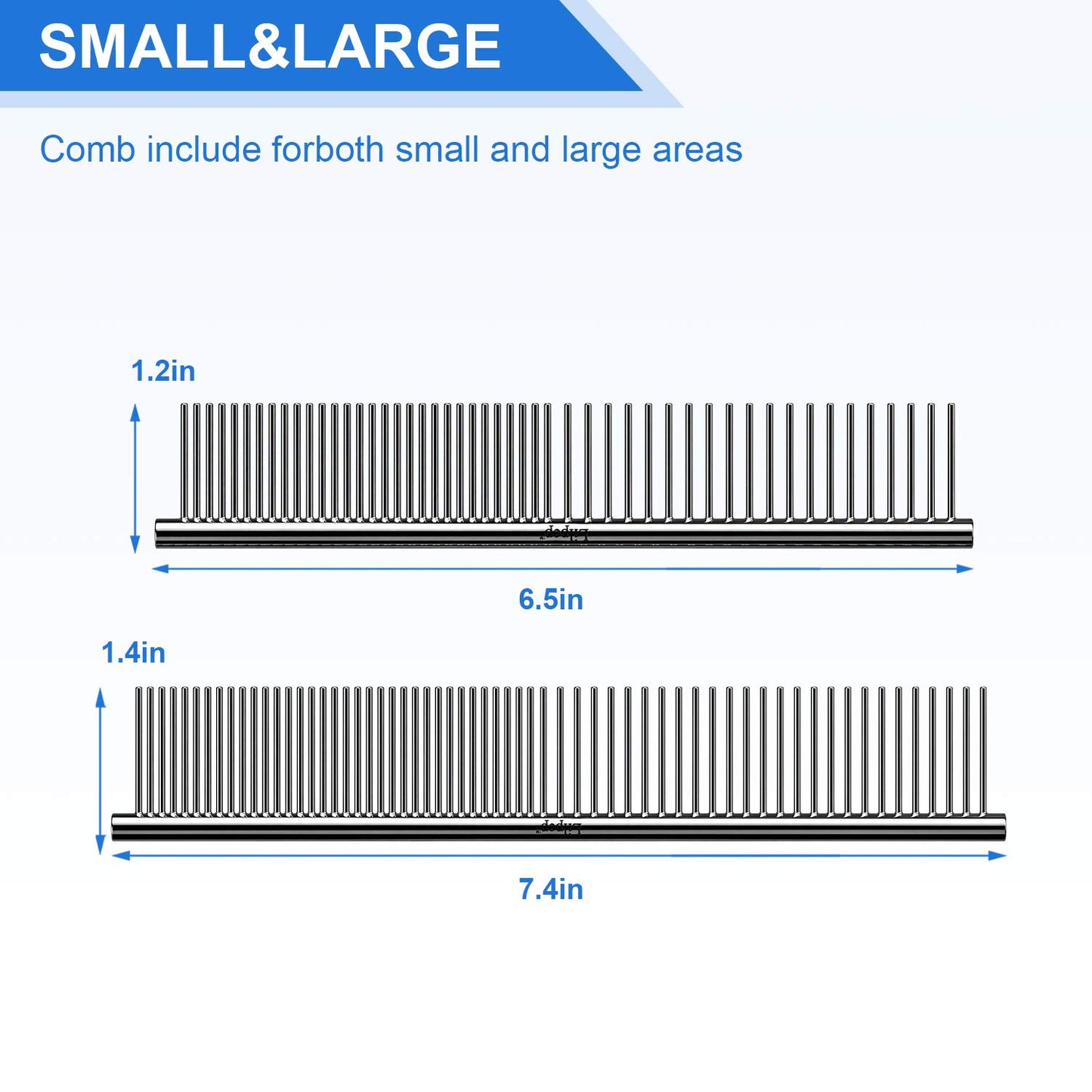 Lilpep 2PCS Stainless Steel Metal Dog Comb, For Removing Tangled Mats And Massaging Pet Combs, Professional Pet Grooming Tools