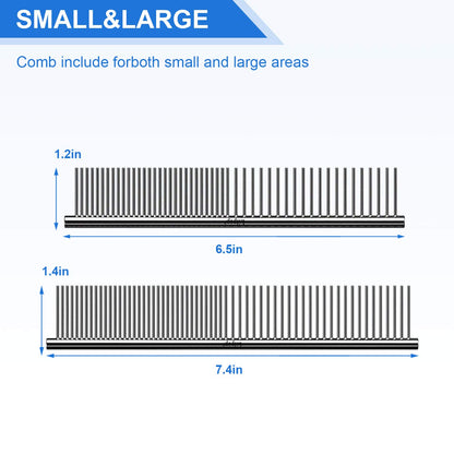 Lilpep 2PCS Stainless Steel Metal Dog Comb, For Removing Tangled Mats And Massaging Pet Combs, Professional Pet Grooming Tools