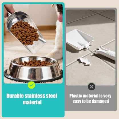 AIERSA Pet Food Scoop & Measuring Cup for Dogs & Cats, Stainless Steel Dog Scoop1 ¾ / ½ / ¼ Cup with Multi-Unit Markings for Precision Feeding, Easy-Clean Metal Food Storage