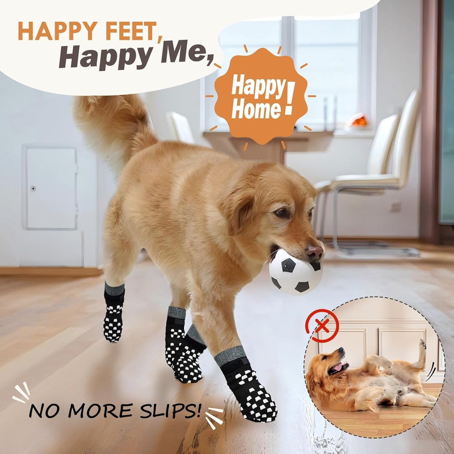 Anti Slip Dog Socks to Prevent Licking Paws, Dog Shoes for Hot/Cold Pavement, Dog Boots on Hardwood Floors, Traction Control Dog Booties & Paw Protectors for Small Medium Large Senior Dogs