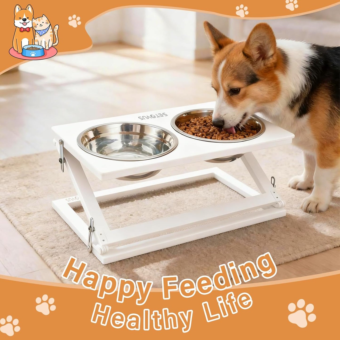 Elevated Dog Bowls, Adjustable Raised Dog Bowl Stand with 2 Stainless Steel Food Bowls 20°Tilted Water Bowls for Medium Small Sized Dogs (Black, Medium)
