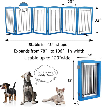 ZJSF Freestanding Dog Fence Indoor, Foldable Dog Gate for Doorways, Stairs or Hallways, Sturdy Wood Extra Wide Pet Gate with Support Feet for The House, White, 24 "Height-3 Panels