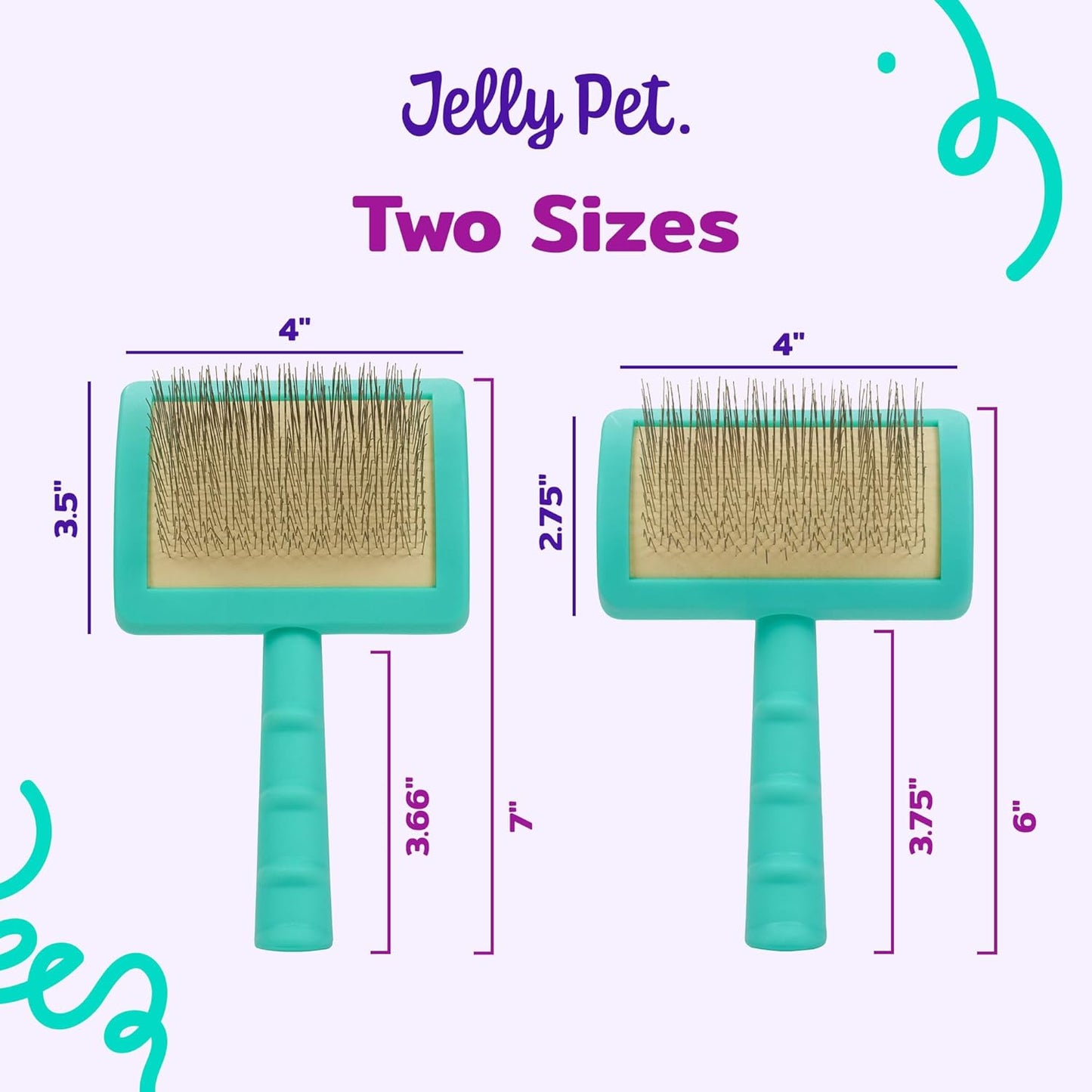 Jelly Pet Universal Slicker Brush for Dogs, Dog Grooming Brush, Remove Tangles and Dead Undercoat, Tuffer Than Tangles, Maltese Shi-Tzu Poodle Bichon, Firm Pins, Teal, Small