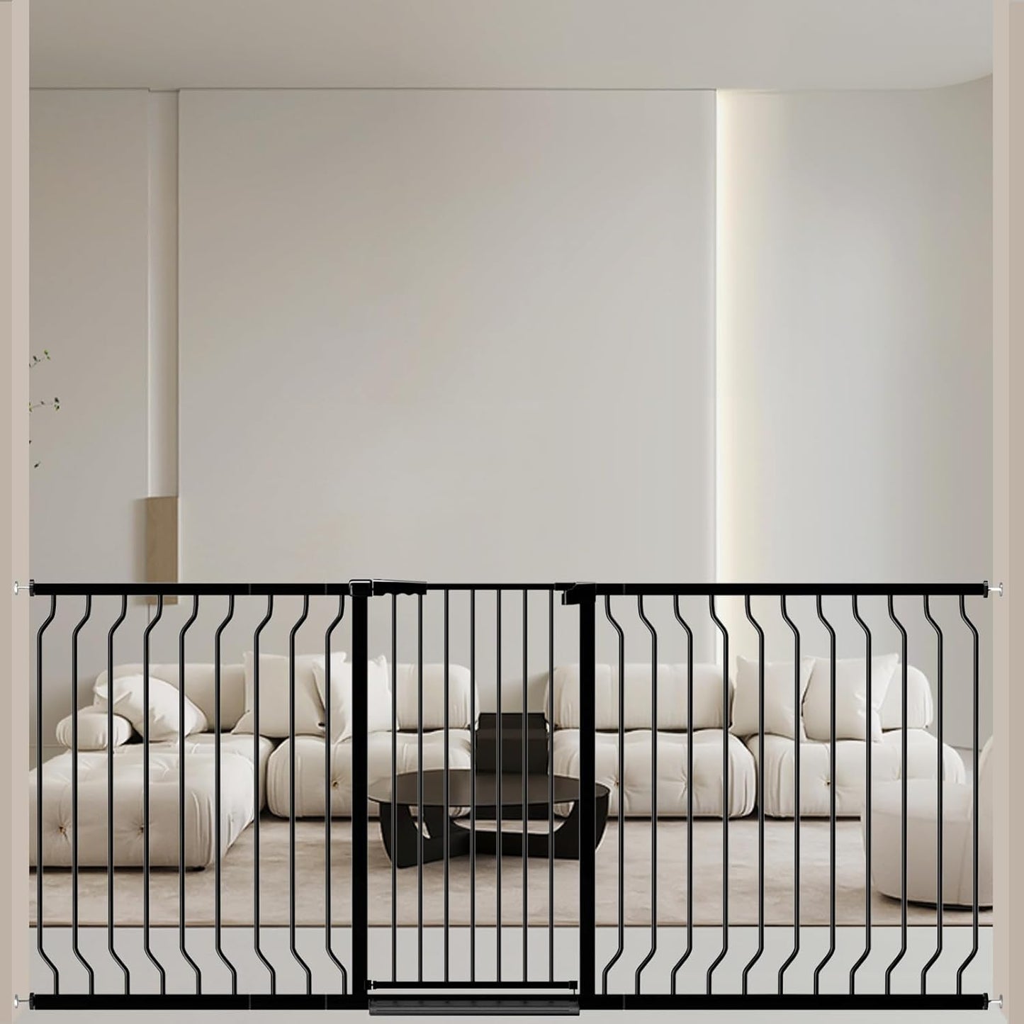 ALLAIBB White 40.55" Extra Tall Wide 57.48-73.62" Baby Gate Pressure Mounted Walk Through Child Kids Safety Toddler Tension Pet Dog Gates with Extension for Doorways Kitchen