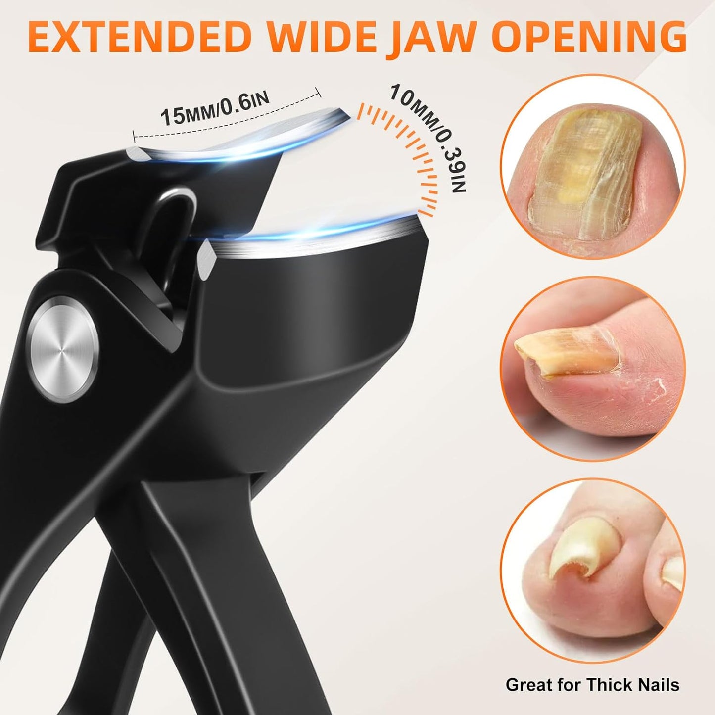 Toenail Clippers for Seniors Thick Toenails, Upgrade Angled Head Large Toe Nail Clippers for Men with Wide Jaw Opening, Sharp Heavy Duty Fingernail Clipper Cutter with Catcher Long Handle -Black