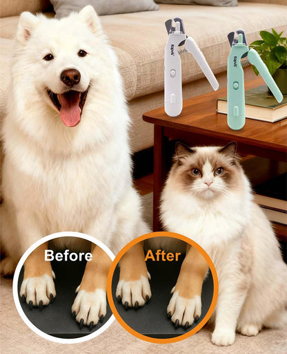 2-in-1 Dog Nail Clippers & Cat Nail Clipper and Grinder,LED Lights & Safety Guard for Medium Small Dogs Cats Claw Trimmer,Claw Grooming Tool for Cats and Small Dogs