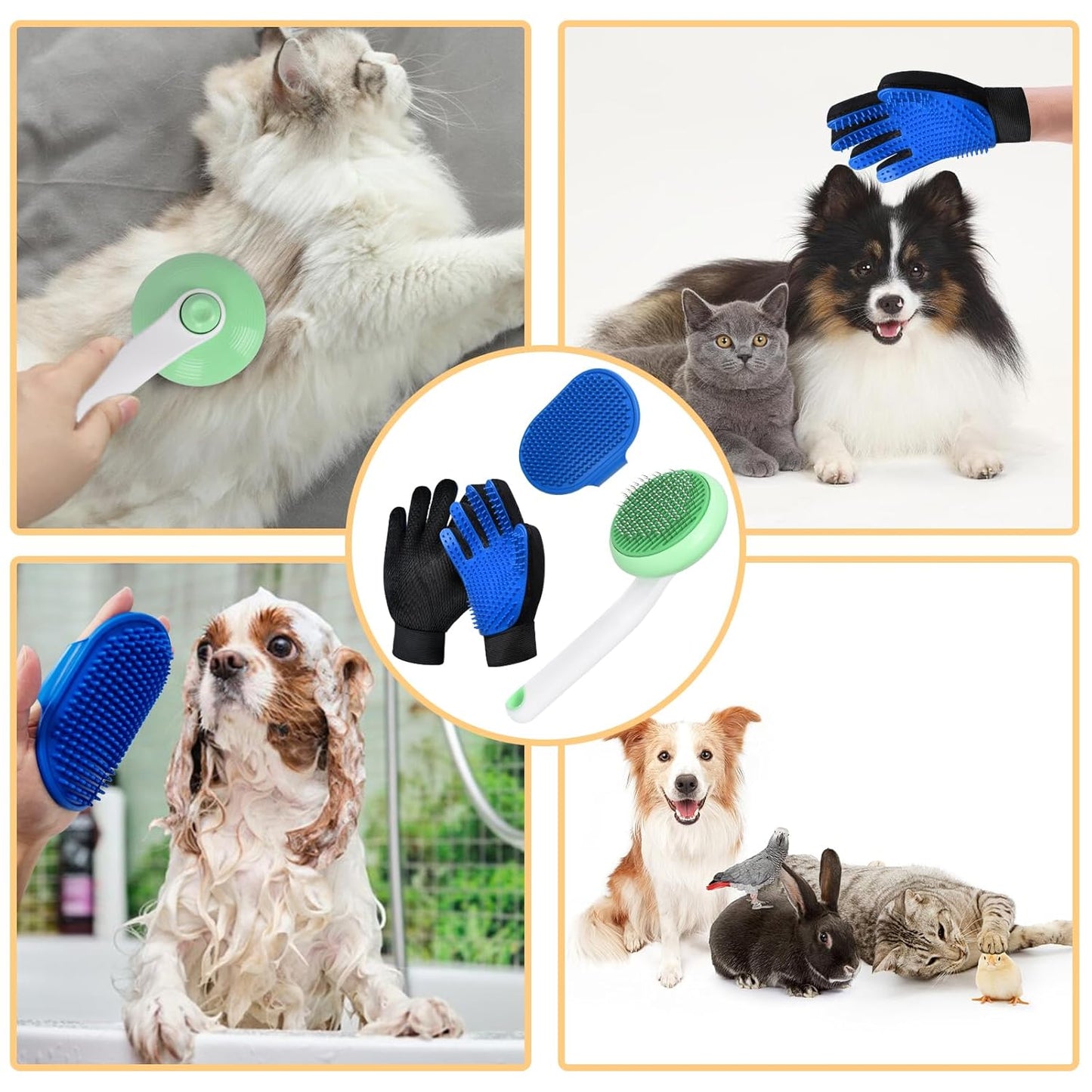Cat Grooming Glove Brush,Pet Hair Remover Tool,Reusable Dog Hair Fur Remover for Carpet,Furniture,Couch,Clothes,Eco-Friendly and High efficiency
