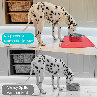 Silicone Waterproof Dog Cat Pet Feeding Mats, Non Slip, Easy Clean Pet Dog Cat Bowl Mats Placemat (18.5" x 11.5") Green