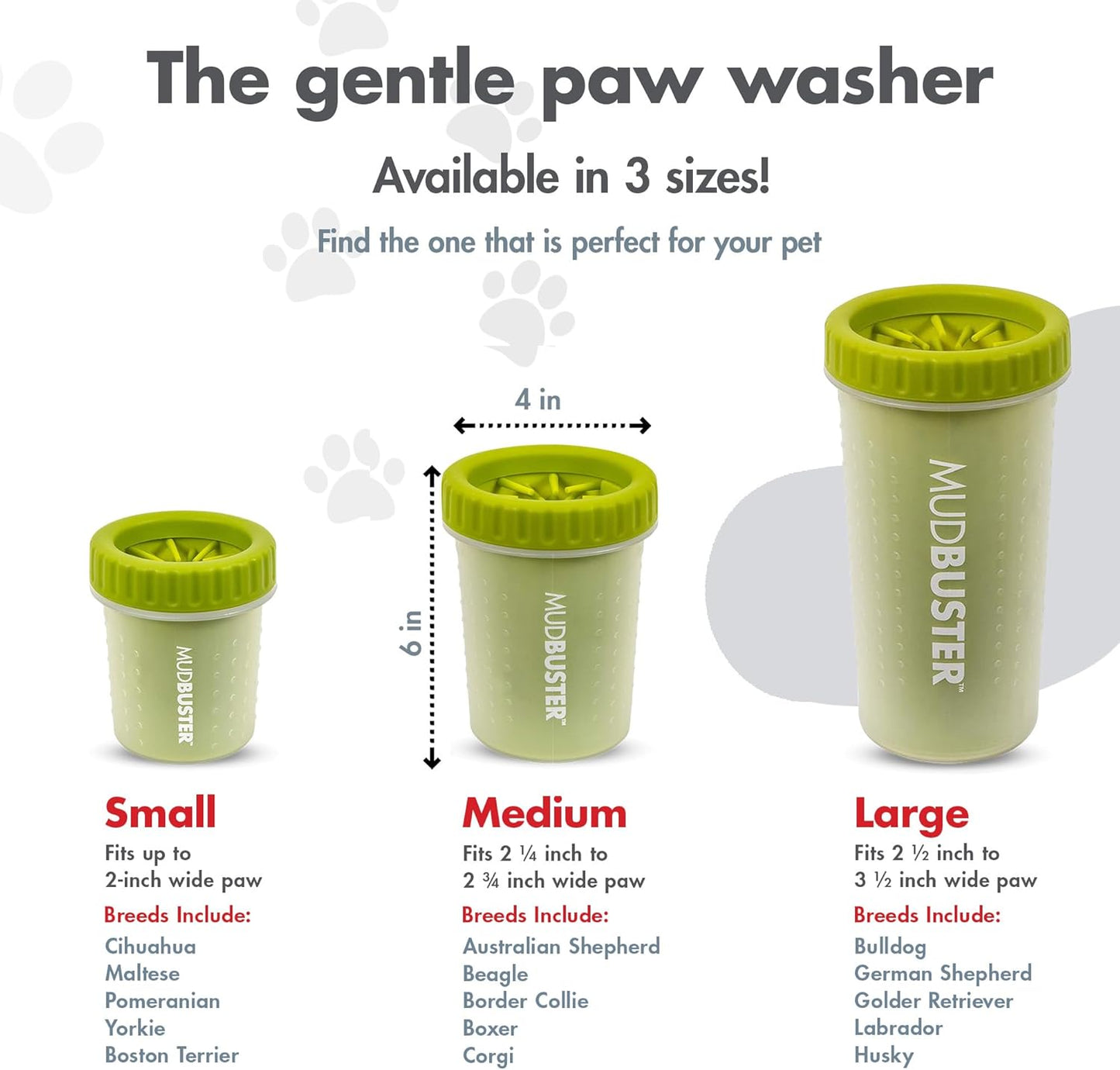 Dexas MudBuster Medium Dog Paw Cleaner in Fuchsia - Fits 1.5"-2.5" Wide Paws, Portable Paw Washer for Muddy Paws, Dog Paw Cleaning Cup with Gentle Silicone Bristles, Quick Clean Pet Paw Washer