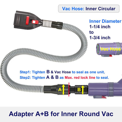 Dog Brush Vacuum Attachment with 1"-1.75" Universal Adapters for Vacuum Cleaners, Pet Hair Shedding Grooming Tool Kit with Long Extension Hose