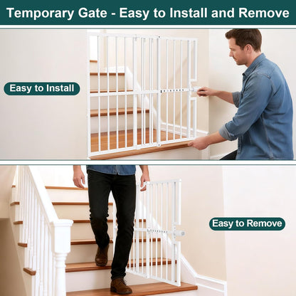 10-Second Quick Install Pressure Mounted Dog Gate for Pets and Kids,Adjustable 29'' to 43'' Wide Metal Pet Gate for Doorways Stairs,No Drilling,Expandable,30'' Tall Indoor Portable Safety Baby Gate