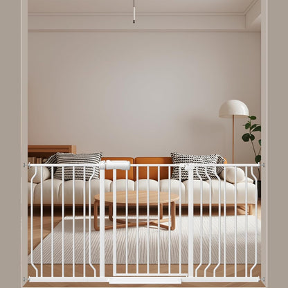 ALLAIBB Extra Wide Pressure Mounted Baby Gate Walk Through Child Kids Safety Toddler Tension White Long Large Pet Dog Gates with Extension for doorways Kitchen (57.48-62.20"/146-158cm, Black)