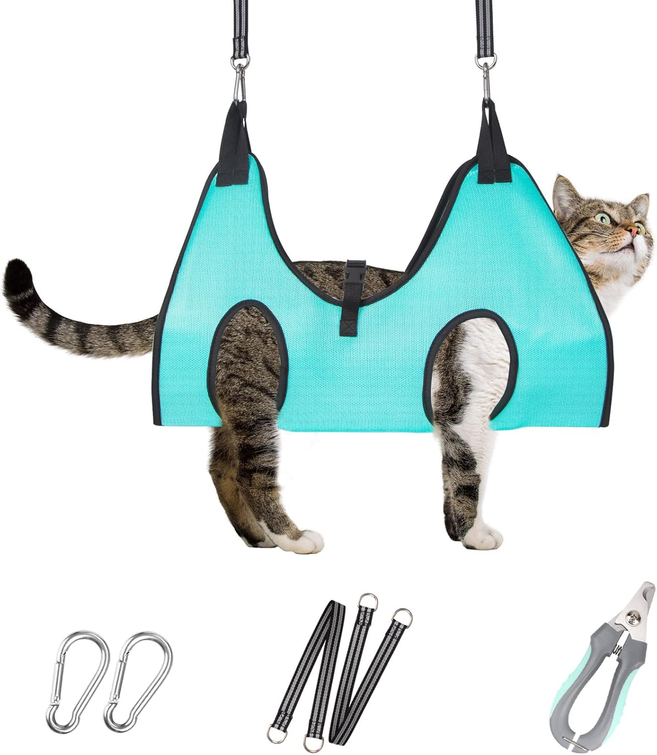 ATESON Pet Grooming Hammock with Nail Clippers/Nail Trimmers/Grooming Scissors, Dog Grooming Harness for Nail Trimming, Pet Grooming Sling Helper