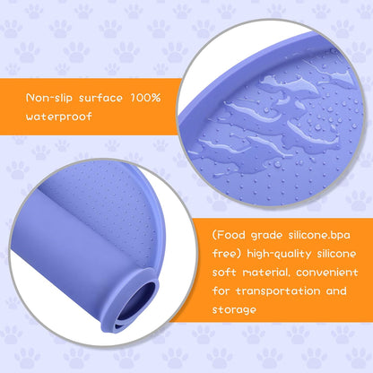100% Waterproof 0.5" Raised Edge BPA Free Silicone Dog Food Mat, Pet Cat Feeding Mats Contain Spills Protects Floors, Placemats for Cats and Dogs Water Bowl Dishwasher. (Small, Gray)