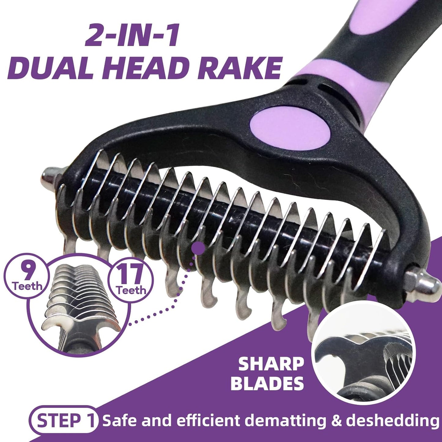 Dog Brush for Shedding,7 PCS Pet Grooming Brush Kit to De-fur & Hair Slicker Deshedding Brushes with Undercoat Rake Comb Bath Brush&Nail Clipper for Grooming Short Long Haired Dogs Cats Blue