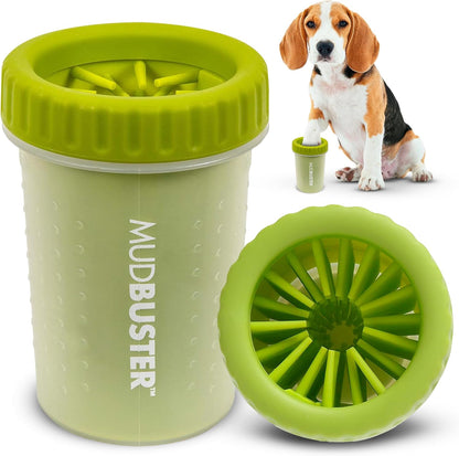 Dexas MudBuster Medium Dog Paw Cleaner in Fuchsia - Fits 1.5"-2.5" Wide Paws, Portable Paw Washer for Muddy Paws, Dog Paw Cleaning Cup with Gentle Silicone Bristles, Quick Clean Pet Paw Washer