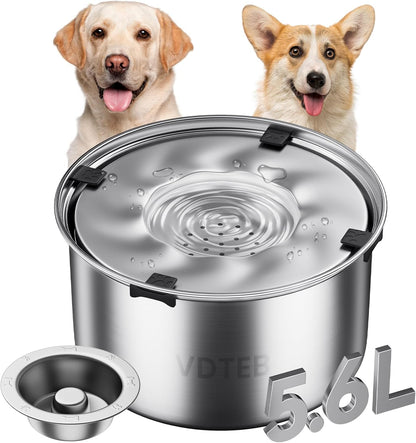 Dog Water Bowl No Spill,3L/101oz Stainless Steel Water Bowl for Dogs, Spill Proof Slow Drinking Dog Water Feeder with Anti-Slip for Medium to Large Messy Drinkers
