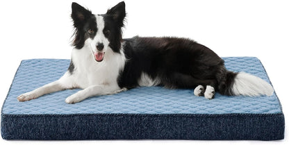 JOEJOY XL Dog Beds Large Sized Dog, Orthopedic Big Dogs Crate Bed with Washable Removable Cover, Extra Thick Egg-Crate Memory Foam Pet Beds up to 80 lbs, Grey, 41"x27"
