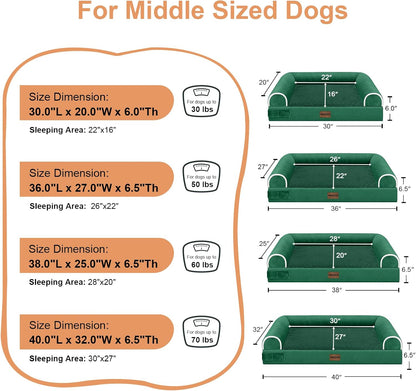Large Dog Bed Orthopedic Washable: Beds Bolster XL Bed Large Big Dogs Memory Foam Couch Sofa Waterproof with Removable Cover