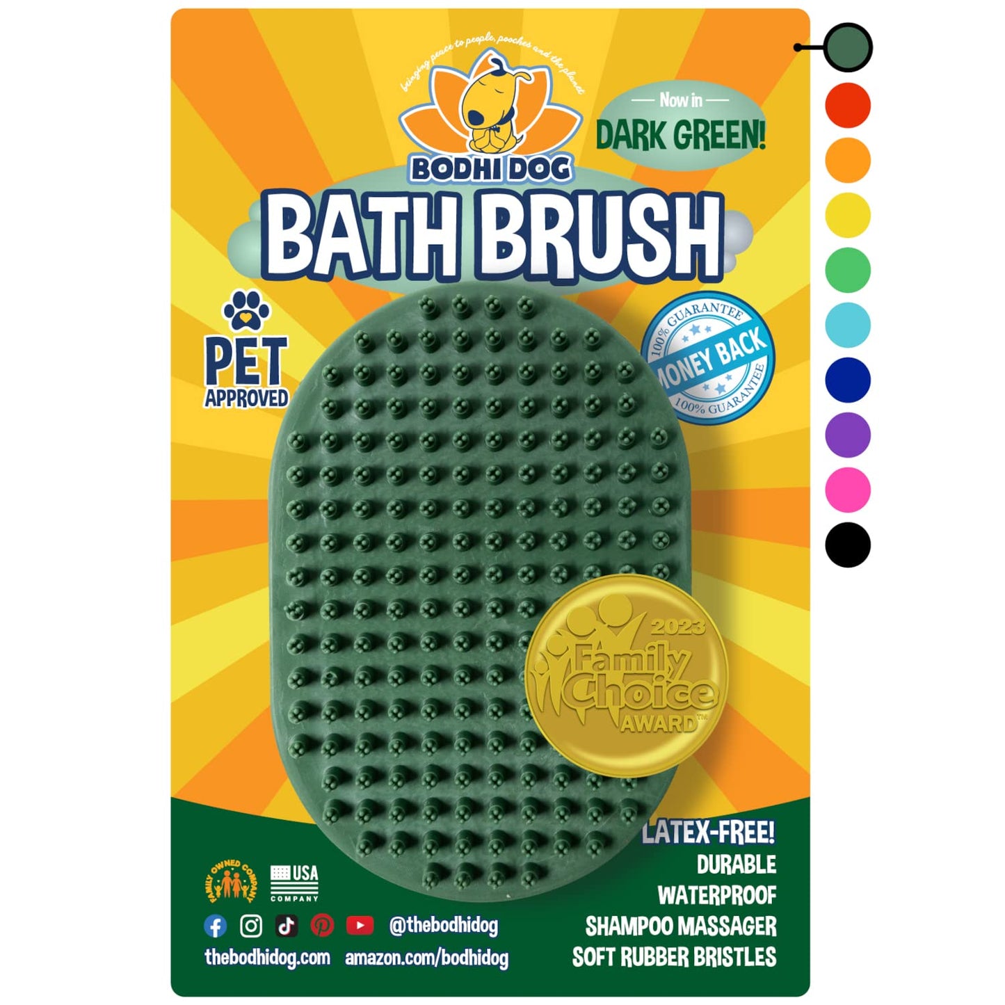 Bodhi Dog Shampoo Brush - Pet Grooming & Bath Supplies for Dogs and Cats - Bath Brush for Long & Short Hair - Premium Scrubber for Shower, Bathing & Massage (One Pack, Blue)
