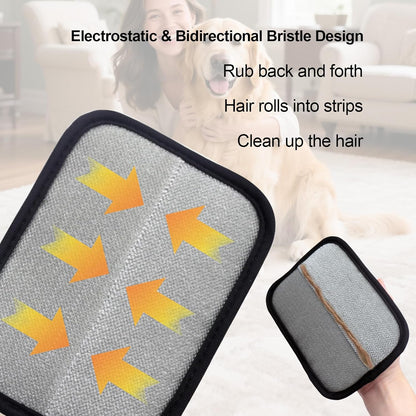 2Pcs Pet Hair Removal Glove for Cats & Dogs, with 2Pcs Toothbrush, Upgraded Five-Finger Electrostatic Pet Hair Gloves, Washable Reusable Pet Hair Remover Tool for Clothing, Couch, Carpet, Car Seat