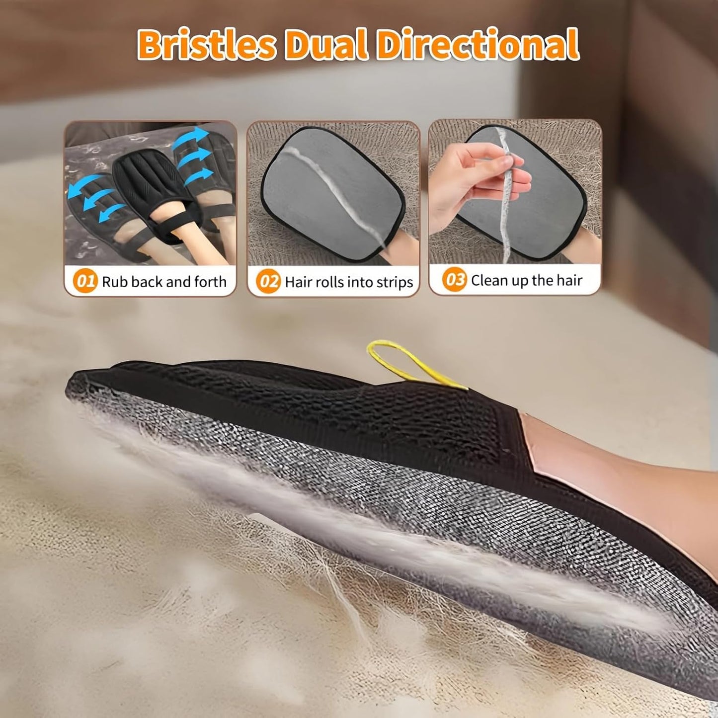 Pet Hair Remover Glove for Dogs & Cats – Reusable Electrostatic Lint Remover for Couch, Furniture, Carpet & Clothing, 5-Finger Design Pet Hair Removal Tool for Sofa, Car Seat & Bedding