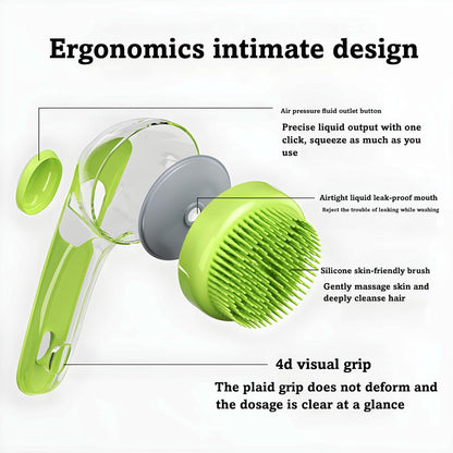 6Pcs Dog Bath Brush Set with Soap Dispenser - Cat Brush & Dog Toothbrush Kit | Silicone Pet Bathing Supplies for Washing, Shower & Shedding | Includes Finger Toothbrush, Scrubber for Small Breed