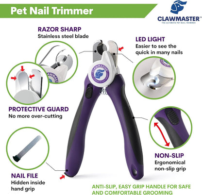 LED Pet Nail Clippers – Illuminated Dog & Cat Claw Trimmer with 3.5mm Stainless Steel Blade, Safety Guard & Built-in Light for Safe, Easy Grooming