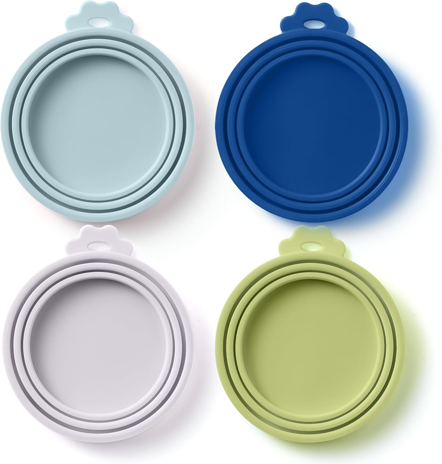 4 Pack Universal Pet Food Can Covers Lids - One fit 3 Standard Size Cans for Cats and Dogs Food Cans - Easy to Clean - Safe Silicone - Pastel Meadow