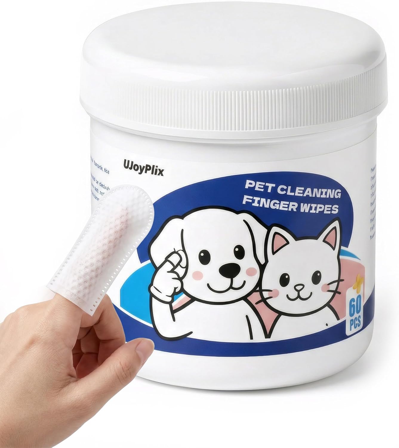 Vet-Recommended Pet Finger Wipes, Coconut Scent 60CT, Triple Clean Dental, Tear Stain & Ear, Freshen Breath & Remove Plaque Tartar, Replace Toothbrush Paste, Friendly to Timid Shy Pets