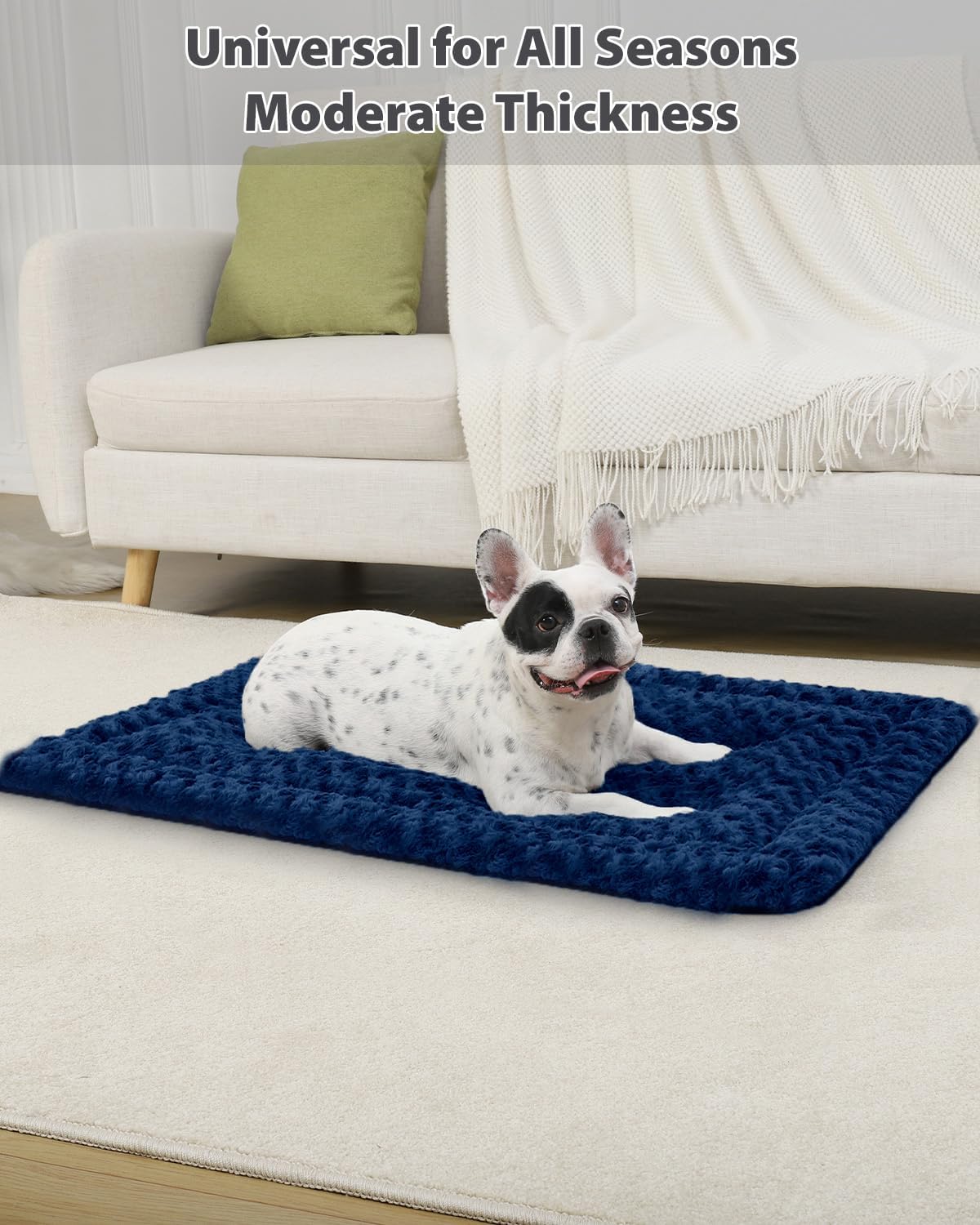 Washable Dog Bed Mat Ultra Soft Dog Crate Pad Comfy Fluffy Pet Kennel Beds Sleeping Mattress for Large Jumbo Medium Small Dogs, 36 x 23 Inch, Gray