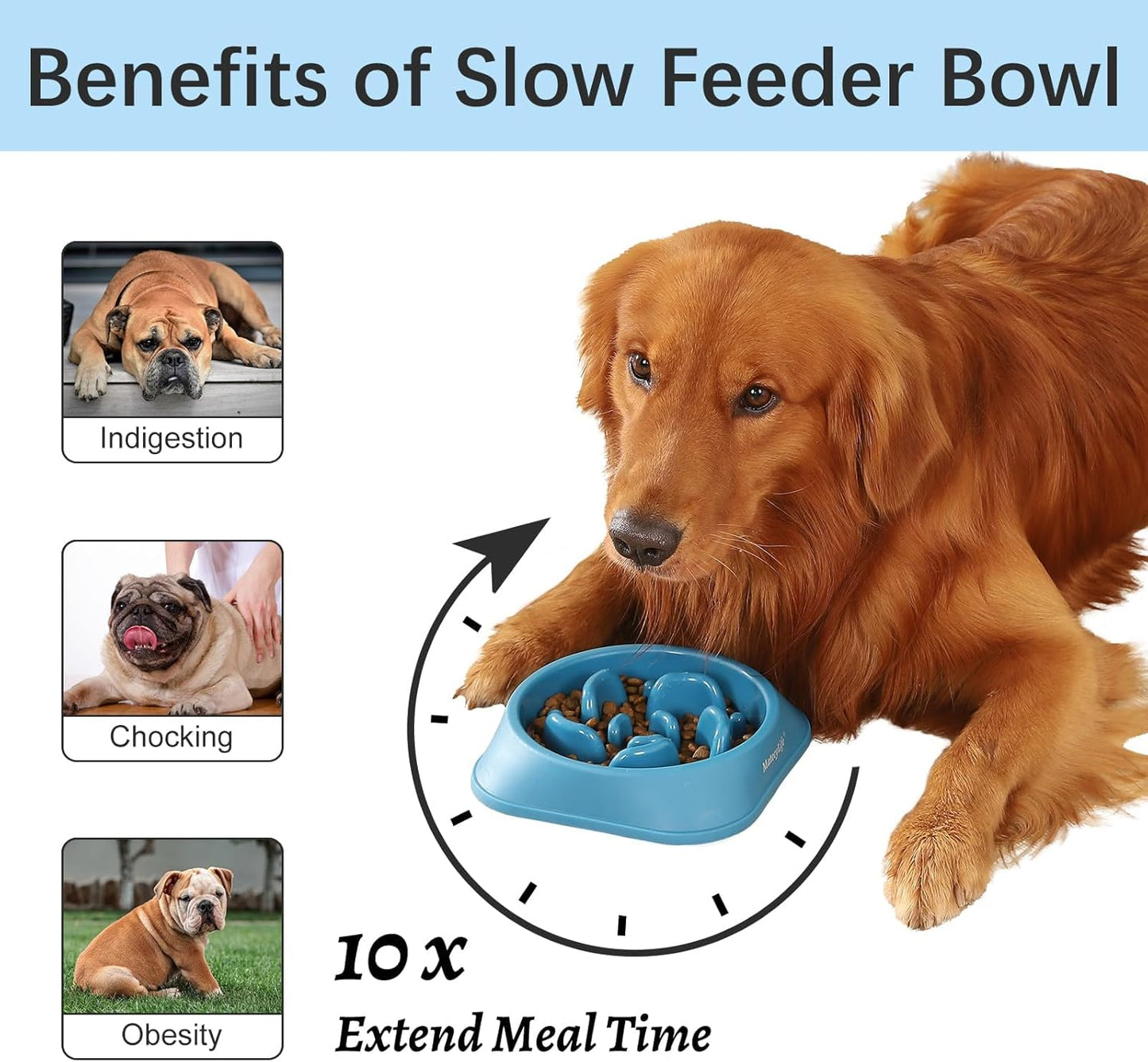 MateeyLife Slow Feeder Dog Bowls 2PCS, Anti-Choking Puzzle Dog Food Bowls, Anti-Slip Interactive Feeding Slow Down Eating, Bloat Stop Maze Dishes for Medium Breeds Pink&Purple