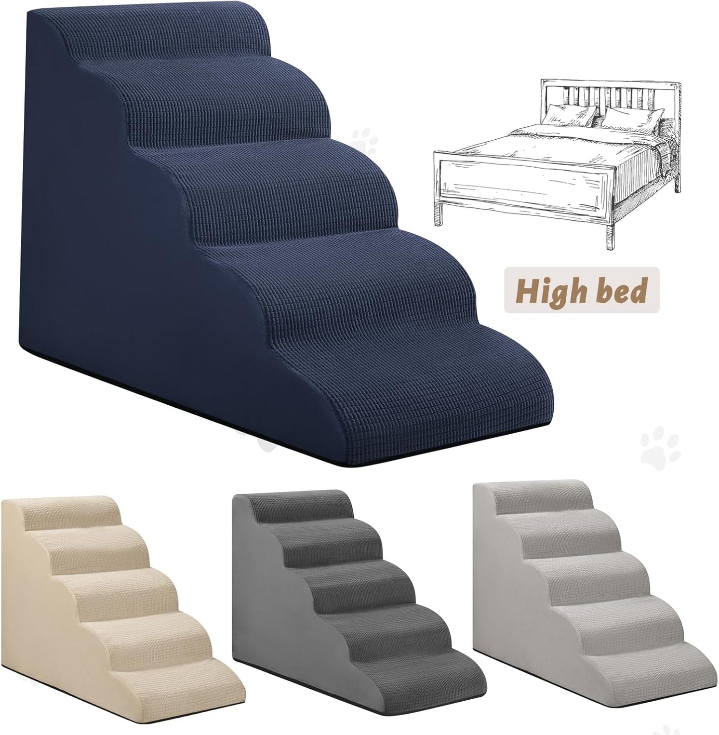 Aodisman 3-Step Dog Ramp and Stairs for Sofa and Chair - Non-Slip Sturdy Pet Steps for Small Dogs and Cats,15.7" H,Grey