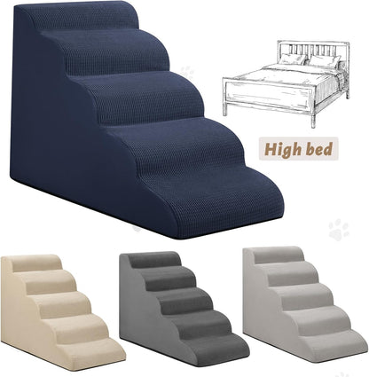 Aodisman 3-Step Dog Ramp and Stairs for Sofa and Chair - Non-Slip Sturdy Pet Steps for Small Dogs and Cats,15.7" H,Grey