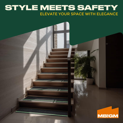 MBIGM 12-Pack Non-Slip Outdoor Stair Treads - Anti Slip 8" X 30" Grip Tape Adhesive Strips - Heavy Duty Traction for Steps, Staircase, Deck