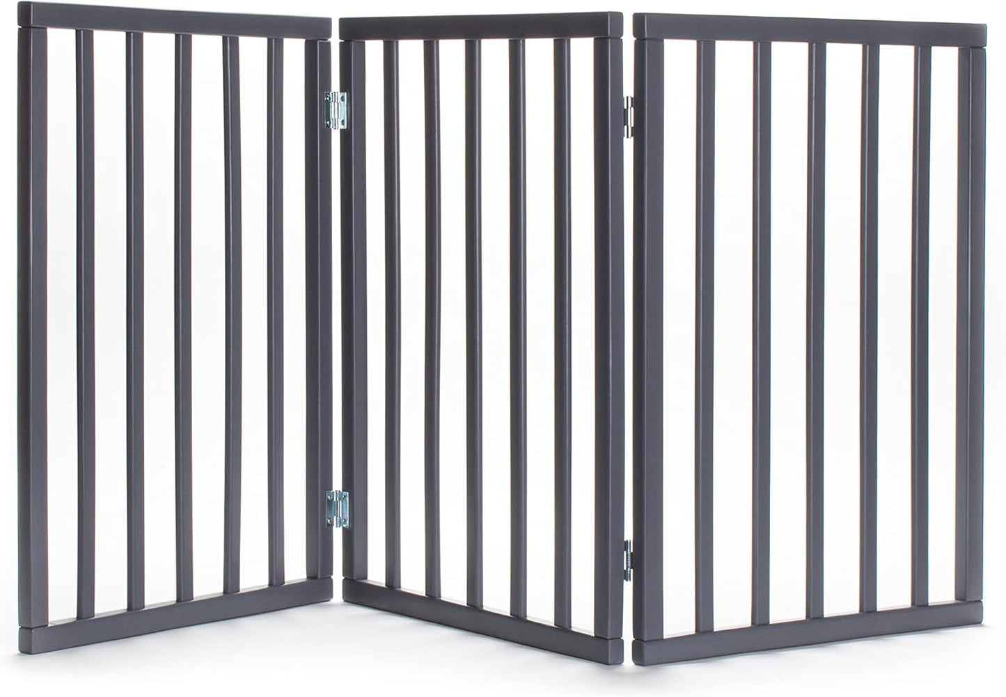 Primetime Petz - Best Freestanding, Hard Wood, Folding Pet Gate, Indoor Dog Fence for Home,Gray