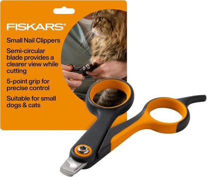 Fiskars Pet Large Nail Clippers, Cat and Dog Nail Trimmers for Grooming, Pet Supplies with Semi-Circular Blade & SoftGrip Handle with Safety Lock, 5.75”, Orange/Black