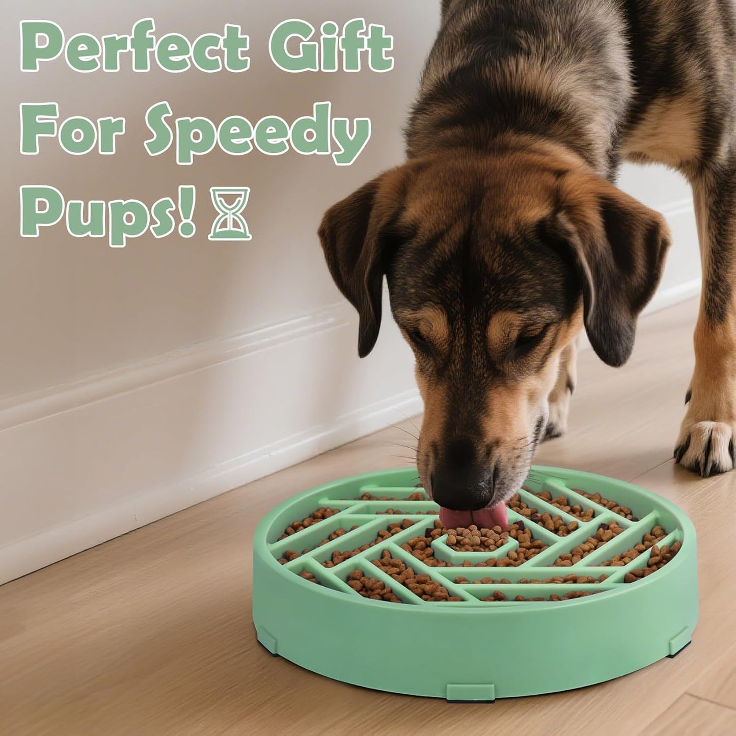 TOBYTO Slow Feeder Dog Bowls Large Medium Breed,Anti-Choking Slow Eating Dog Food Bowl,Non Slip Pet Slower Food Feeding Bowls Large Puzzle Slow Feeder Bloat Stop Maze Dog Dishes,Black
