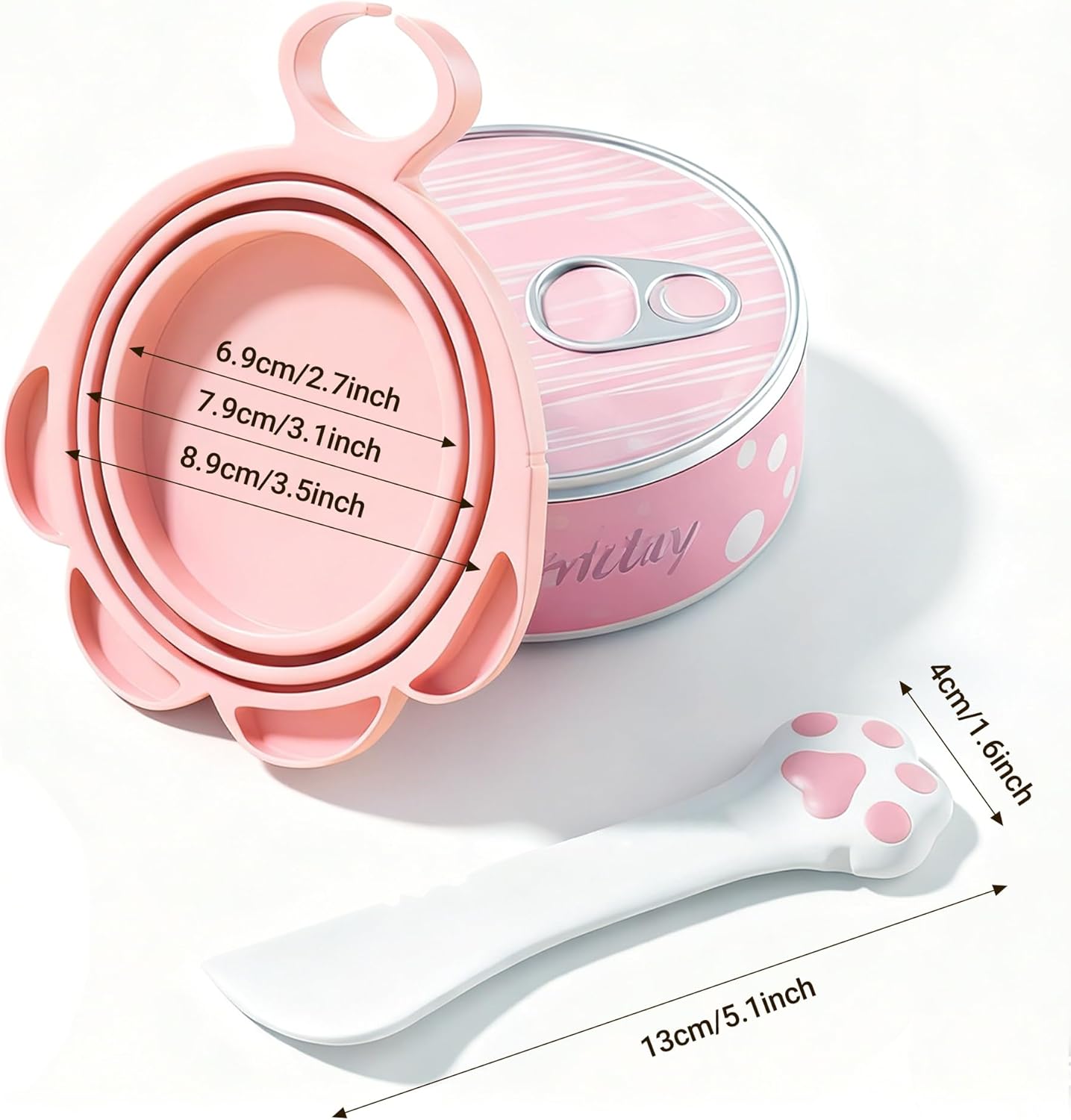 Pet Food Can Lids And Spoon,Pet Food Can Covers, One Fit 3 Standard Size Cans,For Dog And Cat Food Cans,Pink